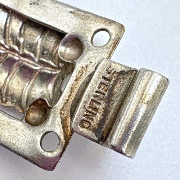 VTG Sterling Silver 925 Leaf Design Large Link Bracelet Size 7.25" Length - Picture 7 of 10